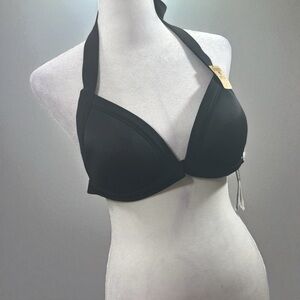 Womens PINK Victoria's Secret padded Black Bikini Top ONLY NWT Sz Lg